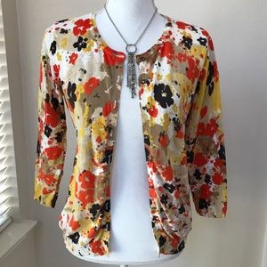 Relativity Button-up Cotton Print Cardigan Sz M